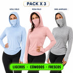 PACK X 3 BUZOS KORAX DAMA- LYCRA FRESCA ( AZUL - ROSA- GRIS)